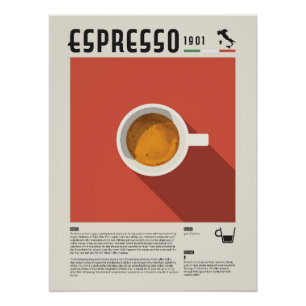 Pôster Cartaz de Café em Xícara de Espresso