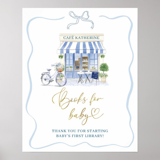 Poster Cartaz de café parisiense coquete Livros para o Be (Frente)