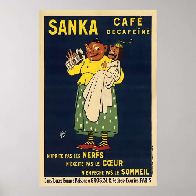 Poster Cartaz de Café Sanka Vintage 1929 (Frente)