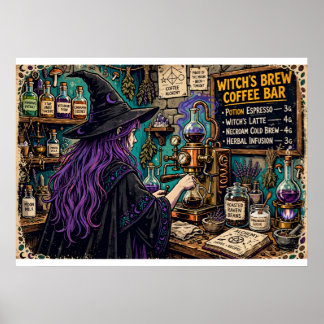 Poster Cartaz de Café Witch's Brew Arte de Magia Alquimia