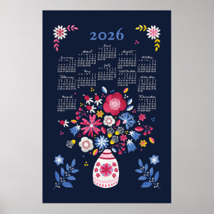 Poster Cartaz de Calendário 2026 Buquê Folclórico