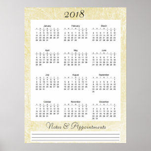 Pôster Cartaz de calendário bege 2018