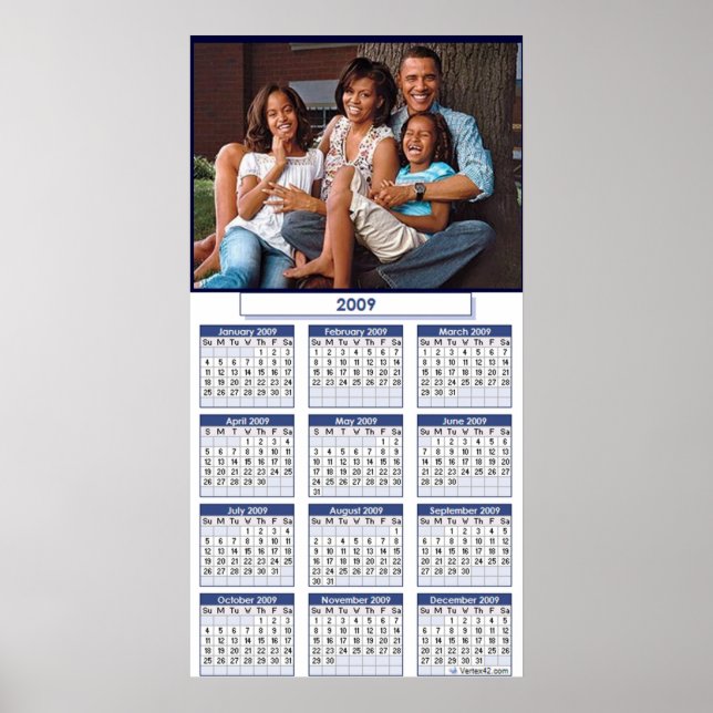 Pôster CARTAZ DE CALENDÁRIO DA FAMÍLIA OBAMA - Personaliz (Frente)