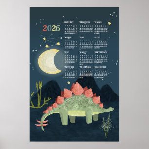 Poster Cartaz de Calendário de 2026 Estegossauro 
