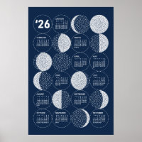 Cartaz de Calendário de 2026 Fases da Lua Sashiko