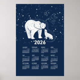 Poster Cartaz de Calendário de 2026 Urso Polar Beijo