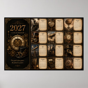 Poster Cartaz de Calendário de Parede Steampunk 2027