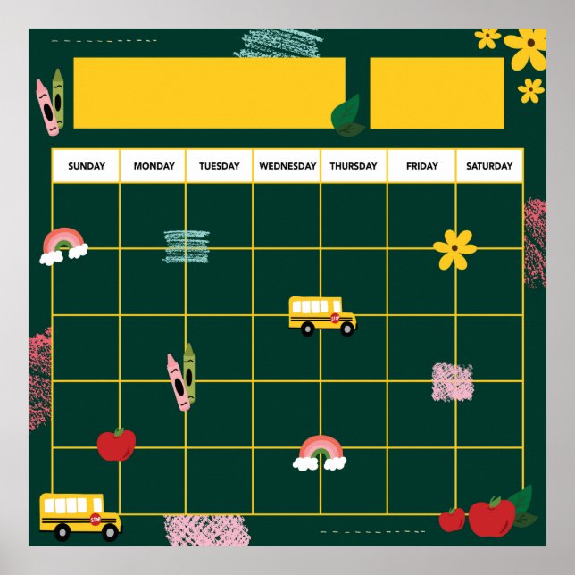 Poster Cartaz de Calendário de Sala de Aula de Memória Es (Frente)