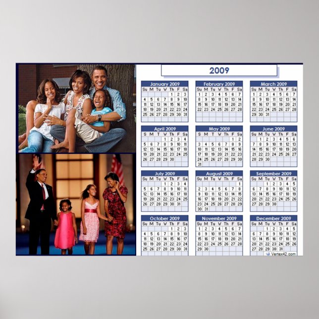 PÔSTER CARTAZ DE CALENDÁRIO DO OBAMA (Frente)