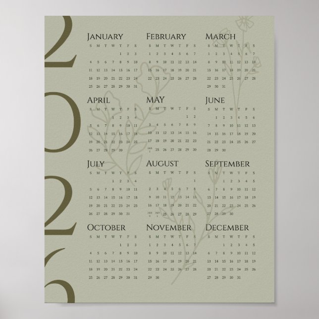 Poster Cartaz de Calendário Minimalista 2026 (Frente)