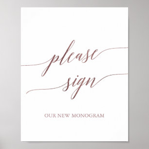 Poster Cartaz de Caligrafia em Dourado Rosa Elegante para