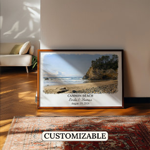 Poster Cartaz de Cannon Beach Oregon, Aquarela, Personali
