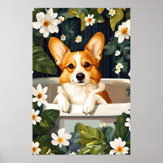 Poster Cartaz de Cardigan Welsh Corgi na Banheira, Cachor