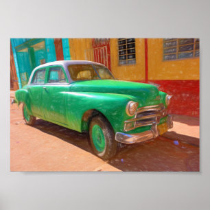 Poster Cartaz de carro americano clássico em Havana, Cuba