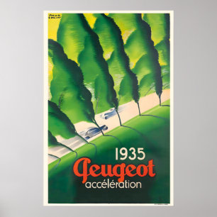 Poster Cartaz de Carro Antigo Peugeot Automóvel 1935