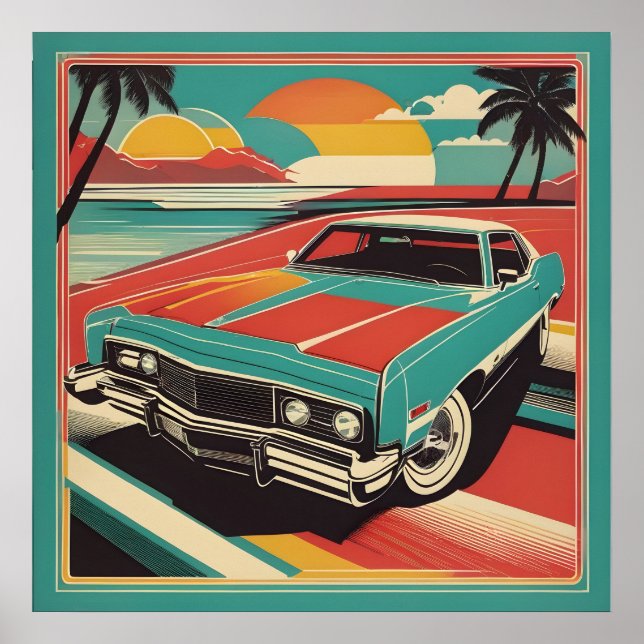 Poster Cartaz de carro clássico retrô vintage (Frente)