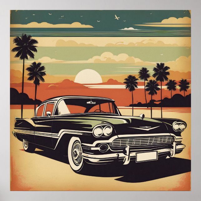 Poster Cartaz de carro clássico retrô vintage (Frente)