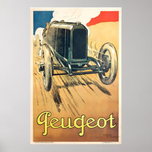 Poster Cartaz de Carro de Corrida Retro Vintage - Enquadr