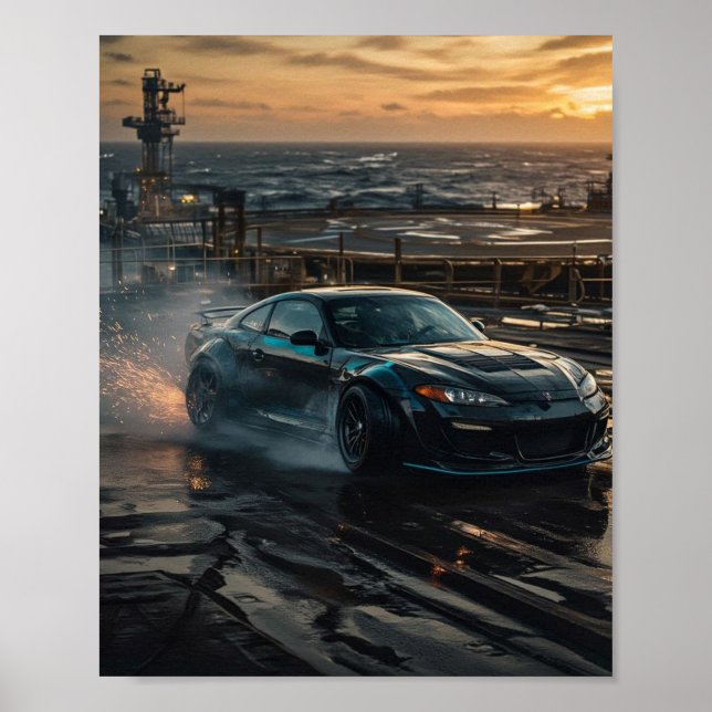 Poster Cartaz de Carro em Drift (Frente)