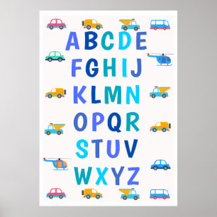Poster Cartaz de Carros de Brinquedo Alfabeto Infantil