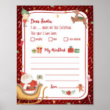 Cartaz de Carta da Lista de Natal