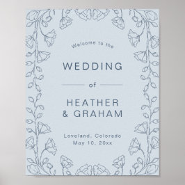 Poster Cartaz de Casamento Azul Empoeirado