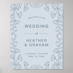Poster Cartaz de Casamento Azul Empoeirado