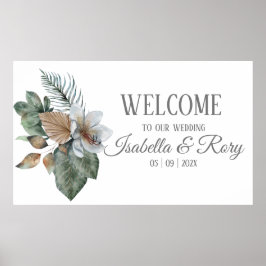 Poster Cartaz de Casamento com Buquê Boho Encantador