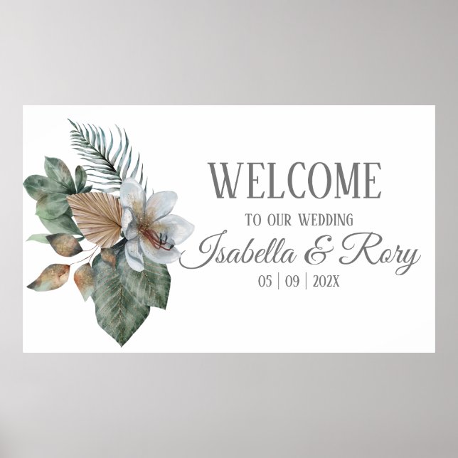 Poster Cartaz de Casamento com Buquê Boho Encantador (Frente)