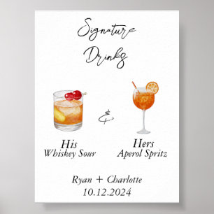 Poster Cartaz de Casamento - Coquetéis com Assinatura Del