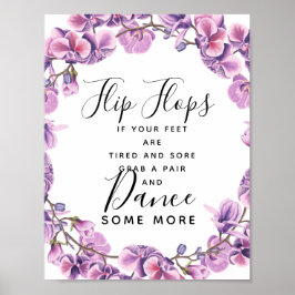 Pôster cartaz de casamento de chinelos de ervilha roxa