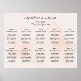 Poster Cartaz de casamento de pêssego e cinza romântica