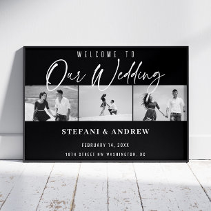 Poster Cartaz de Casamento Elegante Foto Script Branco Mo