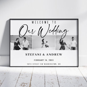Poster Cartaz de Casamento Elegante Foto Script Preto Mod
