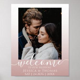 Poster Cartaz de Casamento em Caligrafia Elegante Rosa Do