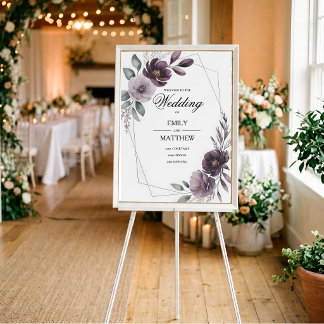 Poster Cartaz de Casamento Floral Lavanda em Moldura