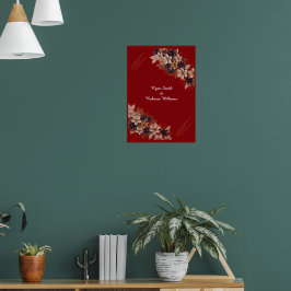 Poster Cartaz de casamento floral vermelho Boas-vindas d