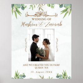 Poster Cartaz de casamento islâmico muçulmano com foto fl