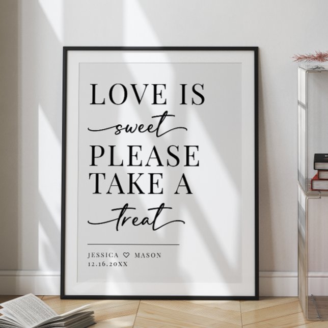 Poster Cartaz de casamento Minimalist love is sweet treat (Criador carregado)