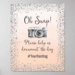 Pôster Cartaz de Casamento Oh Snap Hashtag