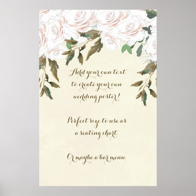 Poster cartaz de casamento personalizado com flores de ma (Frente)