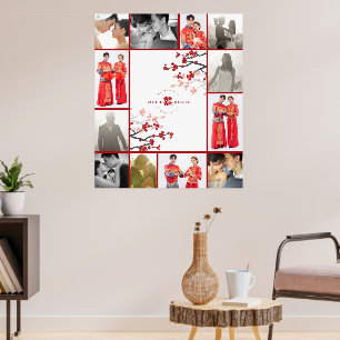 Poster Cartaz de Casamento Red Sakuras & Double Happiness