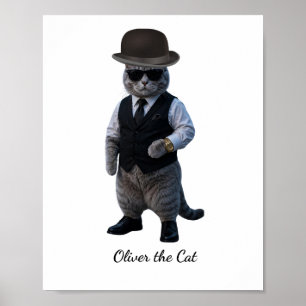 Poster Cartaz de Cavalheiro Gato Elegante e Divertido