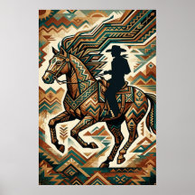 Cartaz de Cavalo e Cavaleiro Art Déco - Geométrico