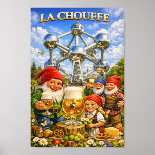 Poster Cartaz de Celebração da Cerveja Whimsical Brussels