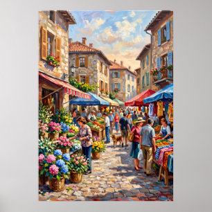 Poster Cartaz de Cena de Rua do Mercado de Flores