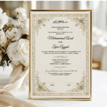 Cartaz de Certificado de Nikkah Nama Floral em Our