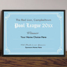Poster Cartaz de Certificado de Vencedor de Competição de
