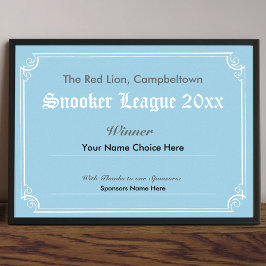 Poster Cartaz de Certificado de Vencedor de Competição de