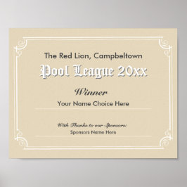 Poster Cartaz de Certificado de Vencedor de Competição de
